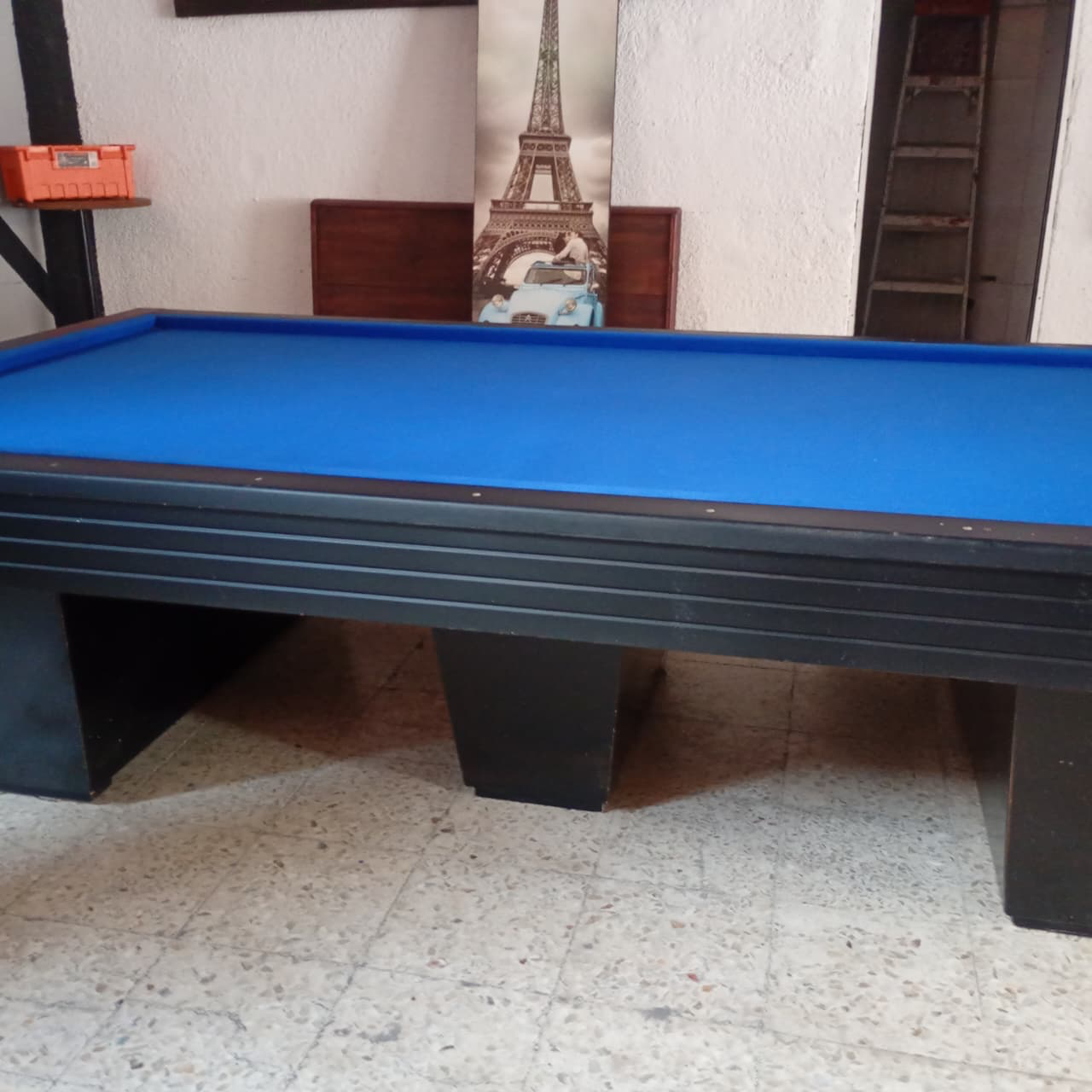 Mesa de billar profesional estructura negra paño azul